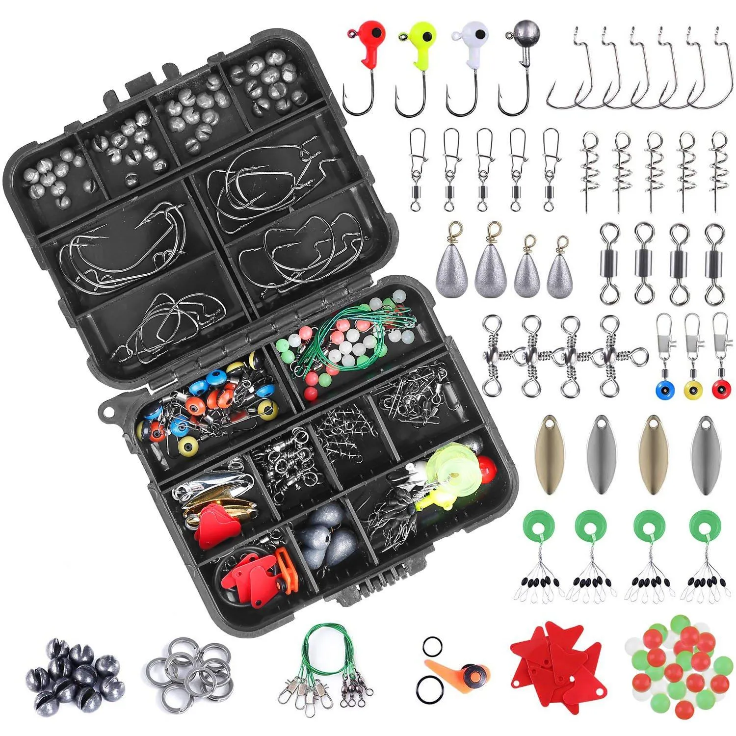 188-Pieces: Portable Fishing Accessory Kit with Tackle Box
