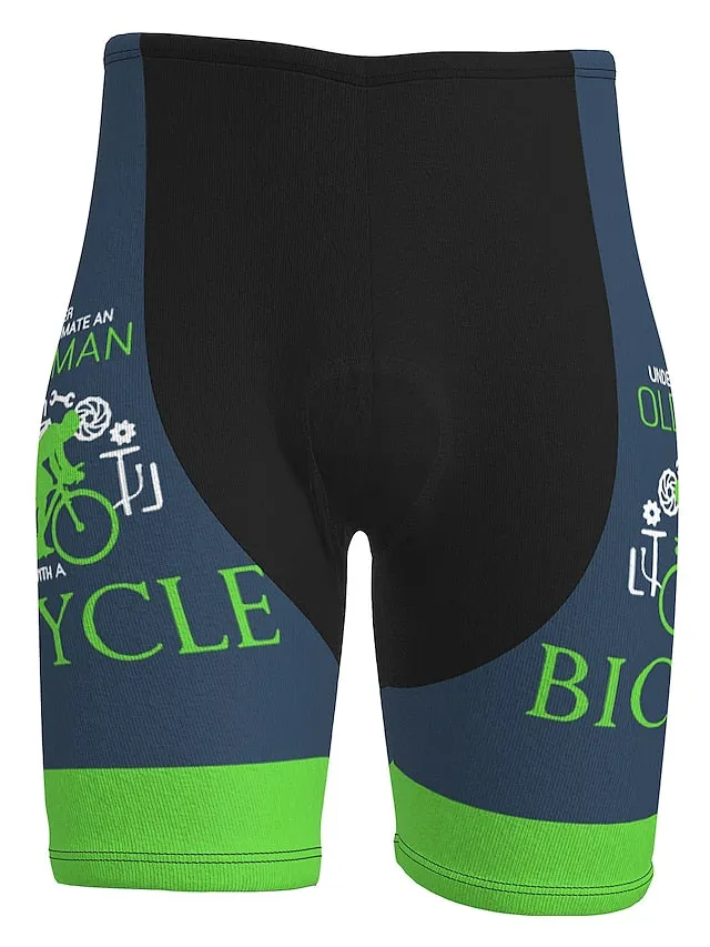 21Grams Men's Bike Shorts Cycling Padded Shorts Bike Shorts Padded Shorts / Chamois Mountain Bike MTB Road Bike Cycling Sports Graphic 3D Pad Cycling Breathable Quick Dry Light Blue Green Polyester