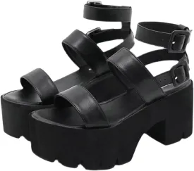 Agodor Women's Strappy Chunky Heeled Roman Gladiator Sandals High Heels Gothic Platform Open Toe Caged Shoes