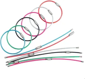bayite Key Rings Stainless Steel Wire Keychains Lock Cable Heavy Duty Luggage Tags Loops Keepers 2mm Twist Barrel Pack of 12 (Cable length: 6 inches)