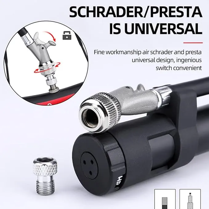 Bicycle Mountain Bike Inflator Portable Mini High-Pressure Front Fork American-French Inflator GS41E