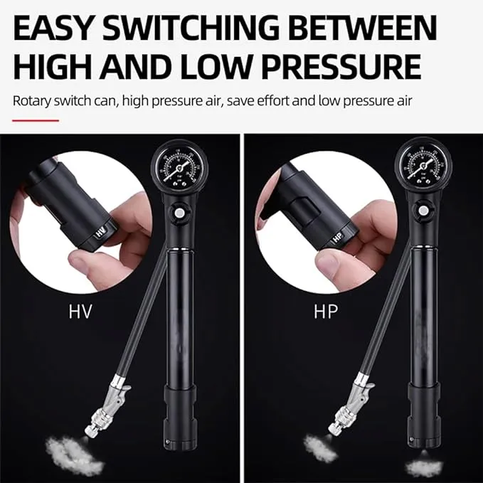 Bicycle Mountain Bike Inflator Portable Mini High-Pressure Front Fork American-French Inflator GS41E
