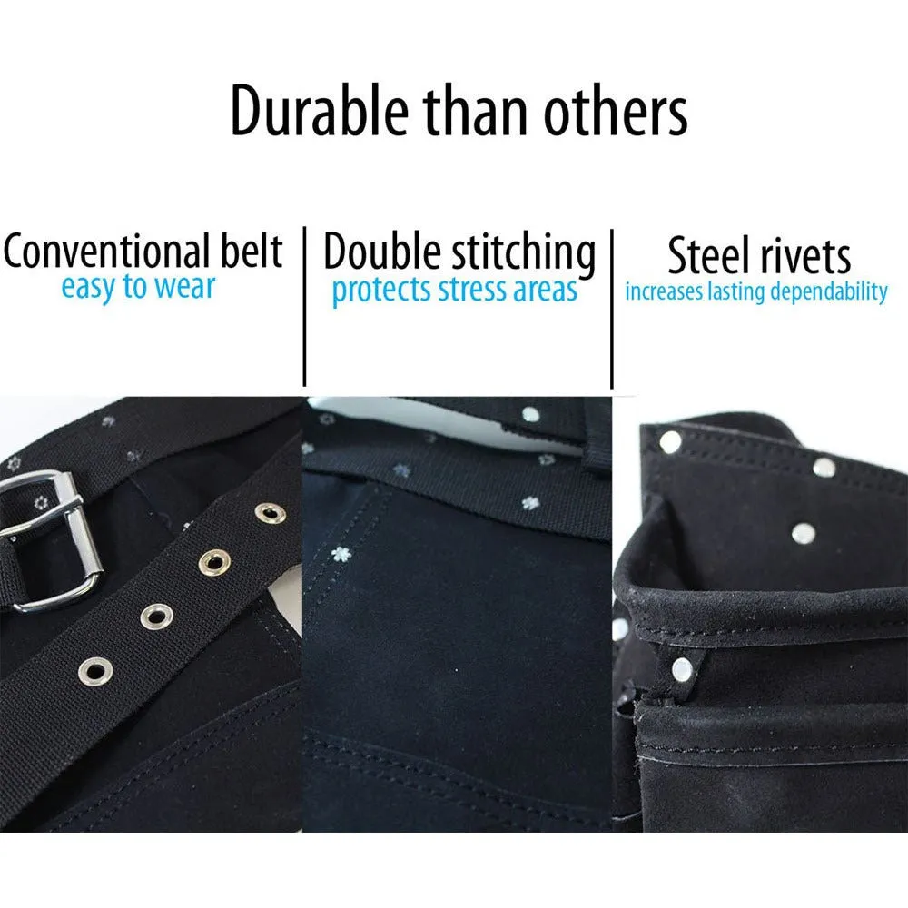 Black Suede Tool Belt with 12 Pockets  - AS2103A-BLK