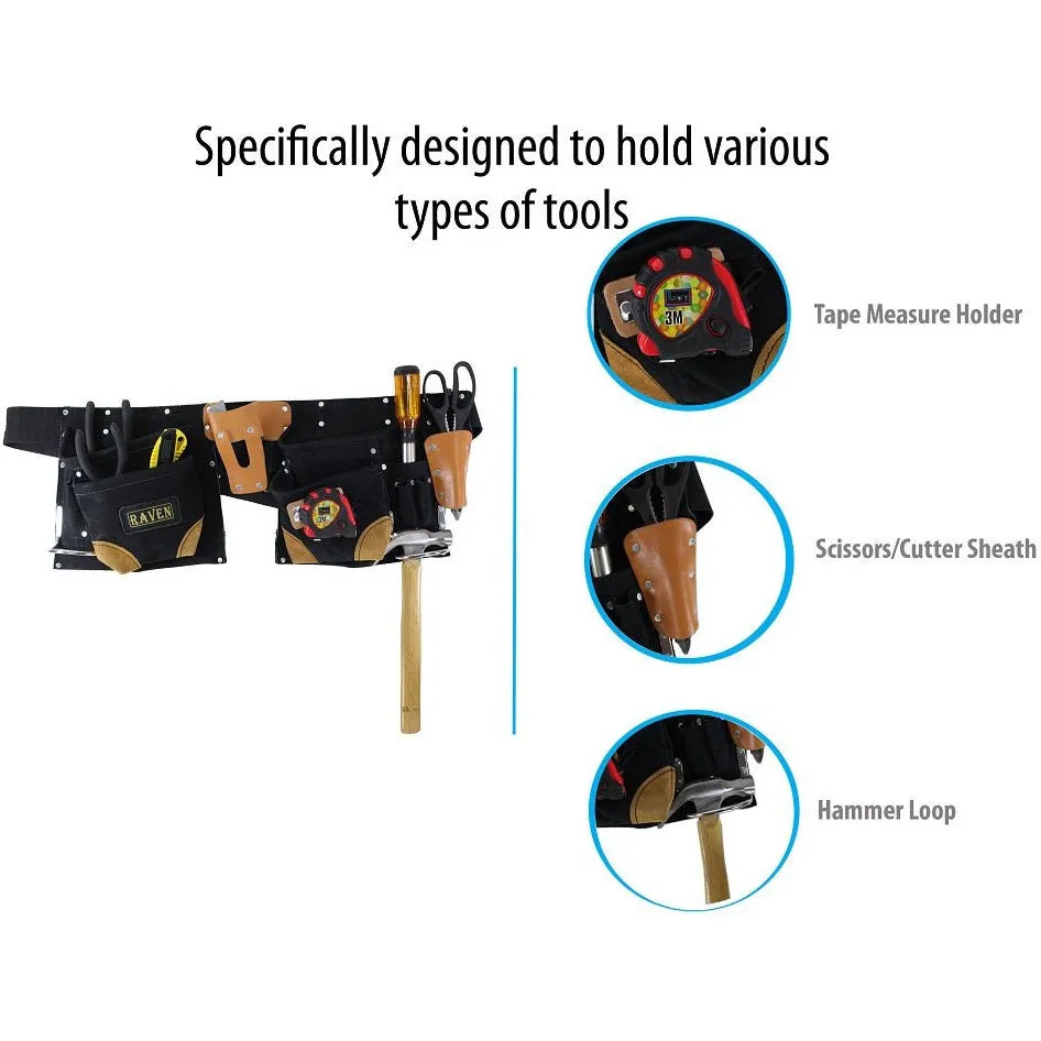 Black Suede Tool Belt with 12 Pockets  - AS2103A-BLK