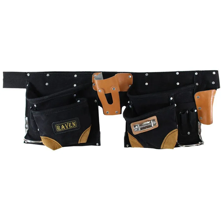 Black Suede Tool Belt with 12 Pockets  - AS2103A-BLK