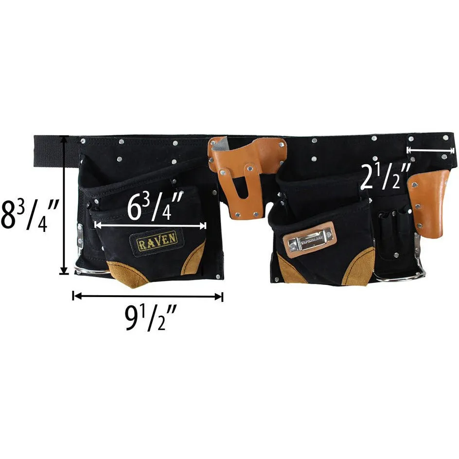 Black Suede Tool Belt with 12 Pockets  - AS2103A-BLK