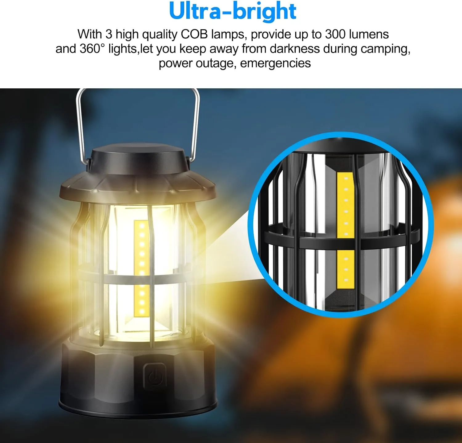 Camping Lanterns Battery Operated, 2 Pack LED Camping Lights Brightness Dimmable, IPX4 Waterproof Camping Lamps, Portable Camping Lamp for Hurricane, Emergency, Home, Shed and More [Energy Class A  ]