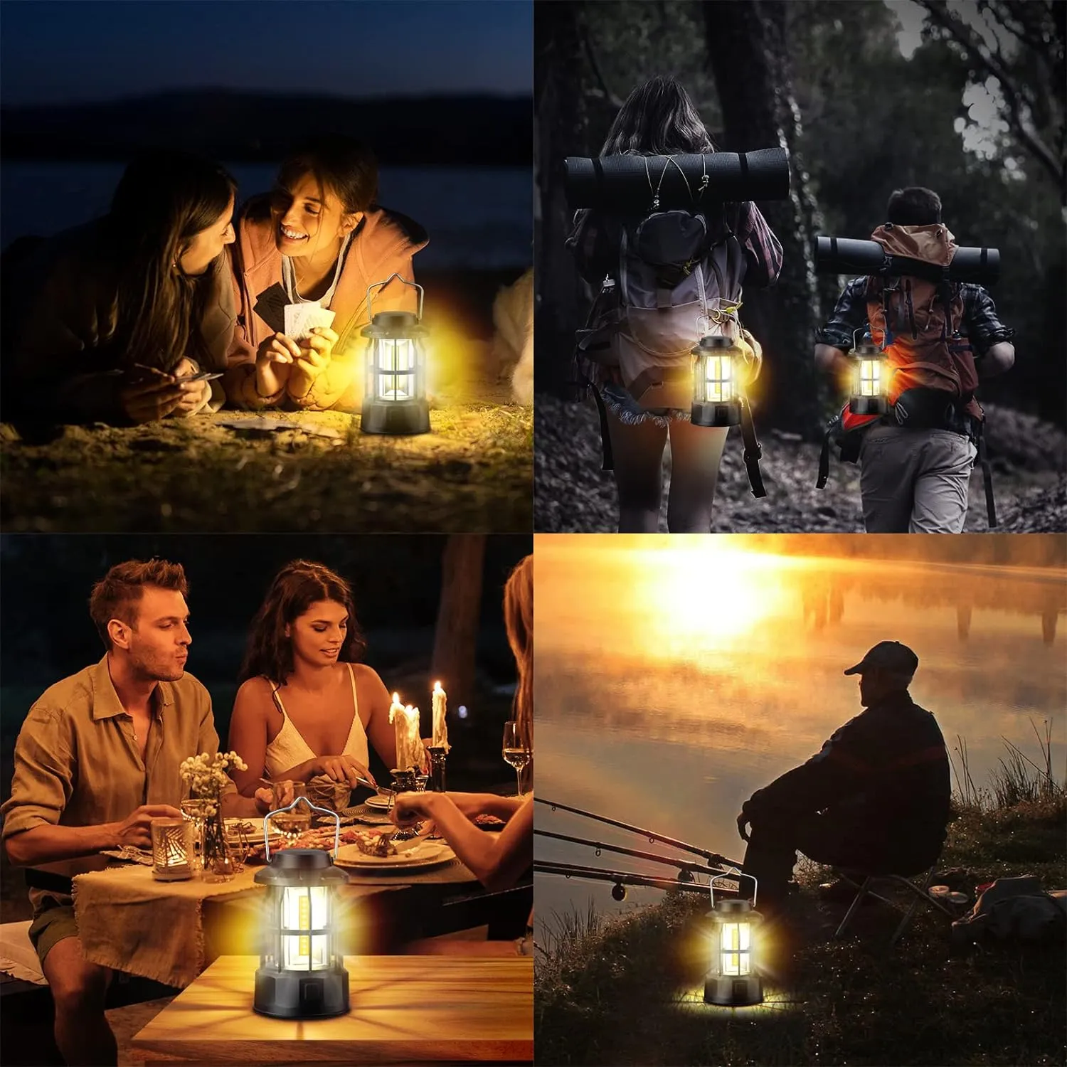 Camping Lanterns Battery Operated, 2 Pack LED Camping Lights Brightness Dimmable, IPX4 Waterproof Camping Lamps, Portable Camping Lamp for Hurricane, Emergency, Home, Shed and More [Energy Class A  ]