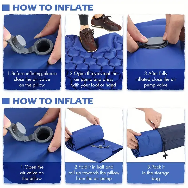 Camping Sleeping Pad with Built-in Inflator Pump ORANGE