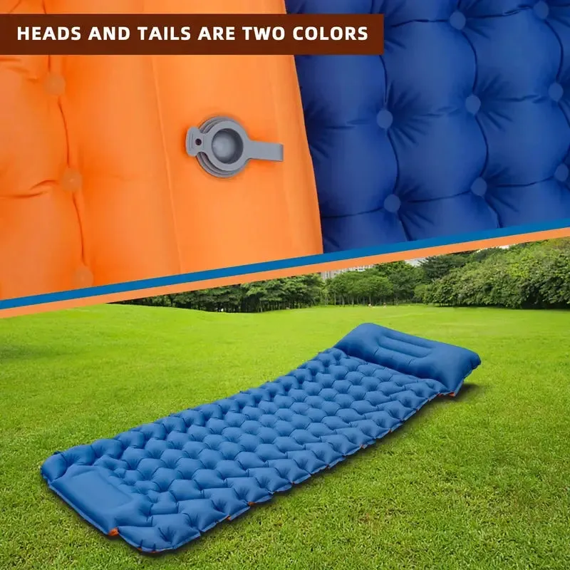 Camping Sleeping Pad with Built-in Inflator Pump ORANGE