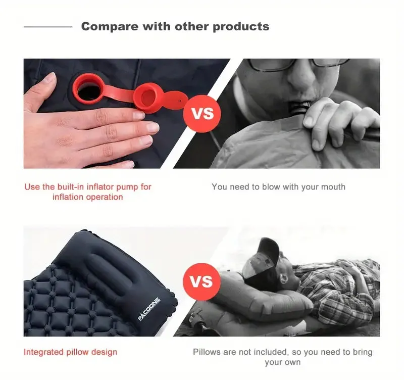 Camping Sleeping Pad with Built-in Inflator Pump ORANGE
