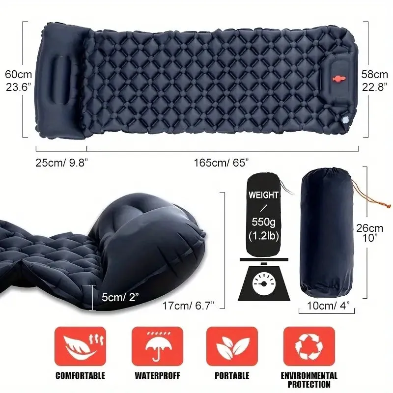 Camping Sleeping Pad with Built-in Inflator Pump ORANGE