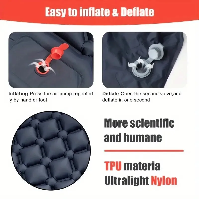 Camping Sleeping Pad with Built-in Inflator Pump ORANGE