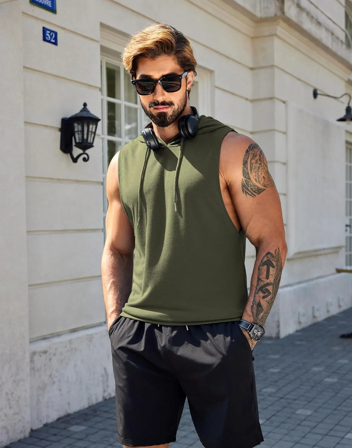 COOFANDY Sleeveless Hoodies for Men Workout Hooded Tank Tops Muscle Cut Off Shirts Bodybuilding Gym Shirt