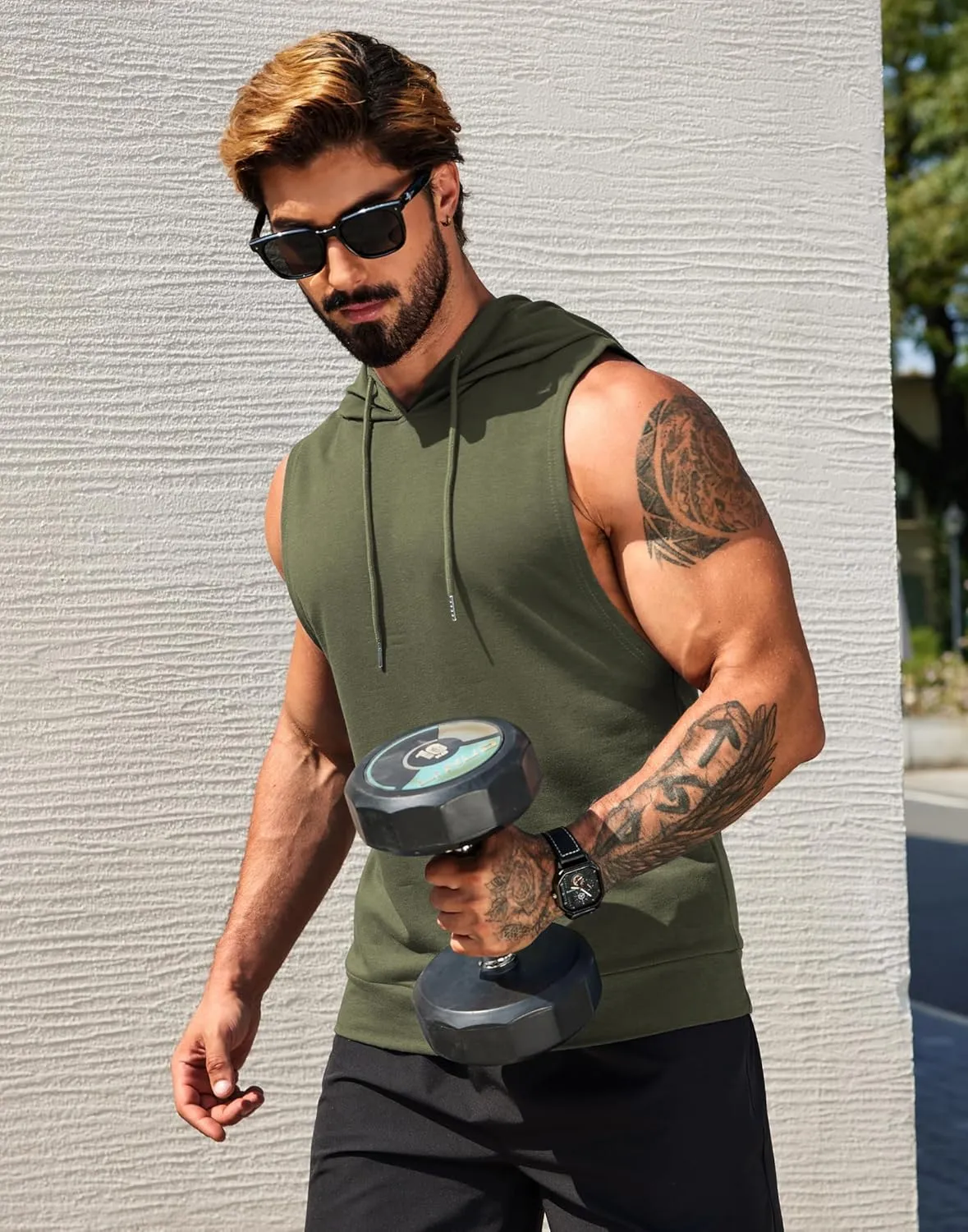 COOFANDY Sleeveless Hoodies for Men Workout Hooded Tank Tops Muscle Cut Off Shirts Bodybuilding Gym Shirt