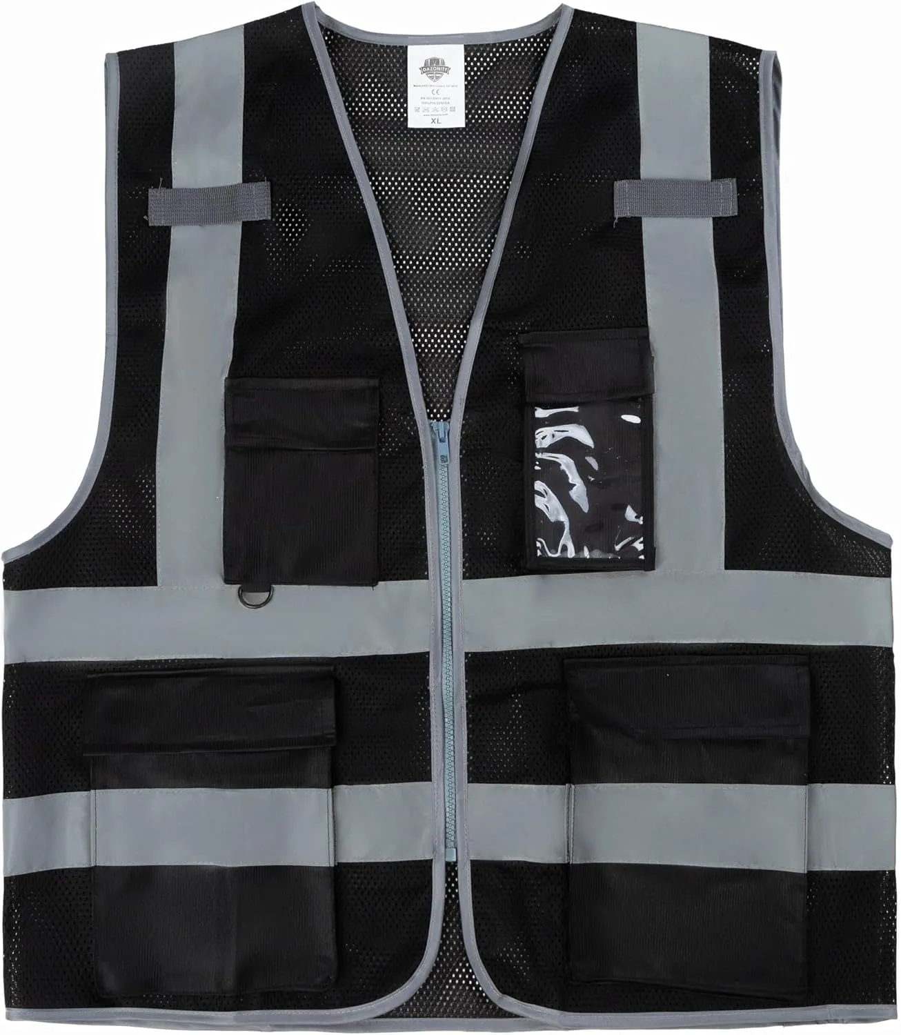 Dazonity High Visibility Mesh Safety Vest with Multi Pockets and Zipper, Fit for Men & Women, Work, Construction, Surveyor