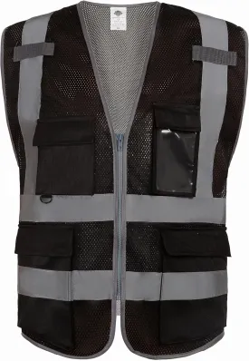 Dazonity High Visibility Mesh Safety Vest with Multi Pockets and Zipper, Fit for Men & Women, Work, Construction, Surveyor