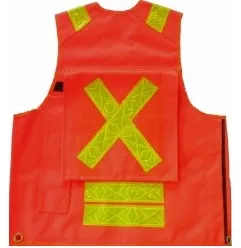 Deluxe 14 Pocket Cruiser Vest- Orange Cotton with Reflective Striping and Radio Pocket