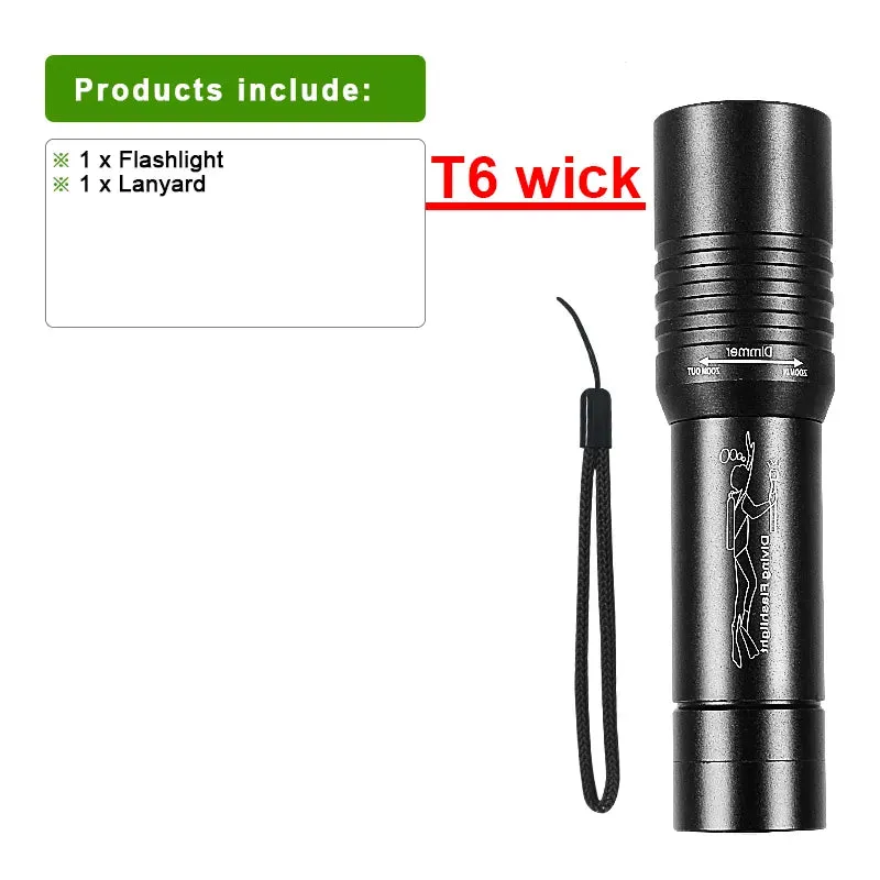 Diving 100M Underwater Lantern Led Rechargeable Portable Zoom Professional Underwater Lantern IP68 Waterproof Diving Flashlight