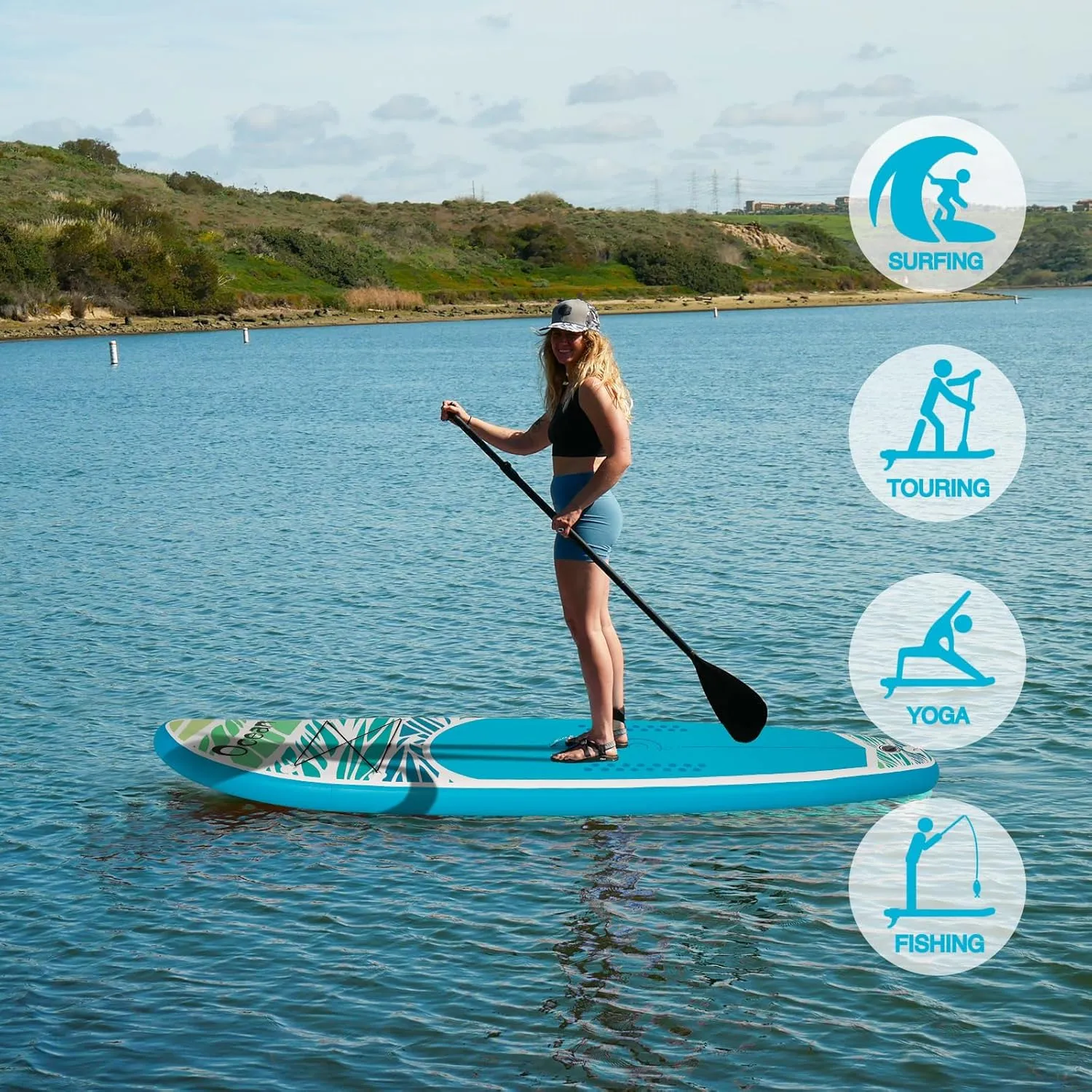 FEATH-R-LITE Inflatable Paddle Board Stand Up Paddleboards for Adults SUP with Premium Accessories Pump, Adjustable Paddle, Leash, Three Fins, Backpack
