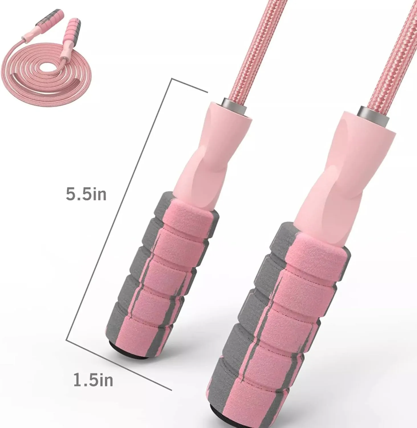 FITMYFAVO Jump Rope Cotton Adjustable Skipping Weighted jumprope for WomenAdult and Children Athletic Fitness Exercise Jumping Rope (Pink)