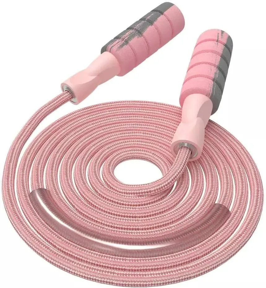 FITMYFAVO Jump Rope Cotton Adjustable Skipping Weighted jumprope for WomenAdult and Children Athletic Fitness Exercise Jumping Rope (Pink)