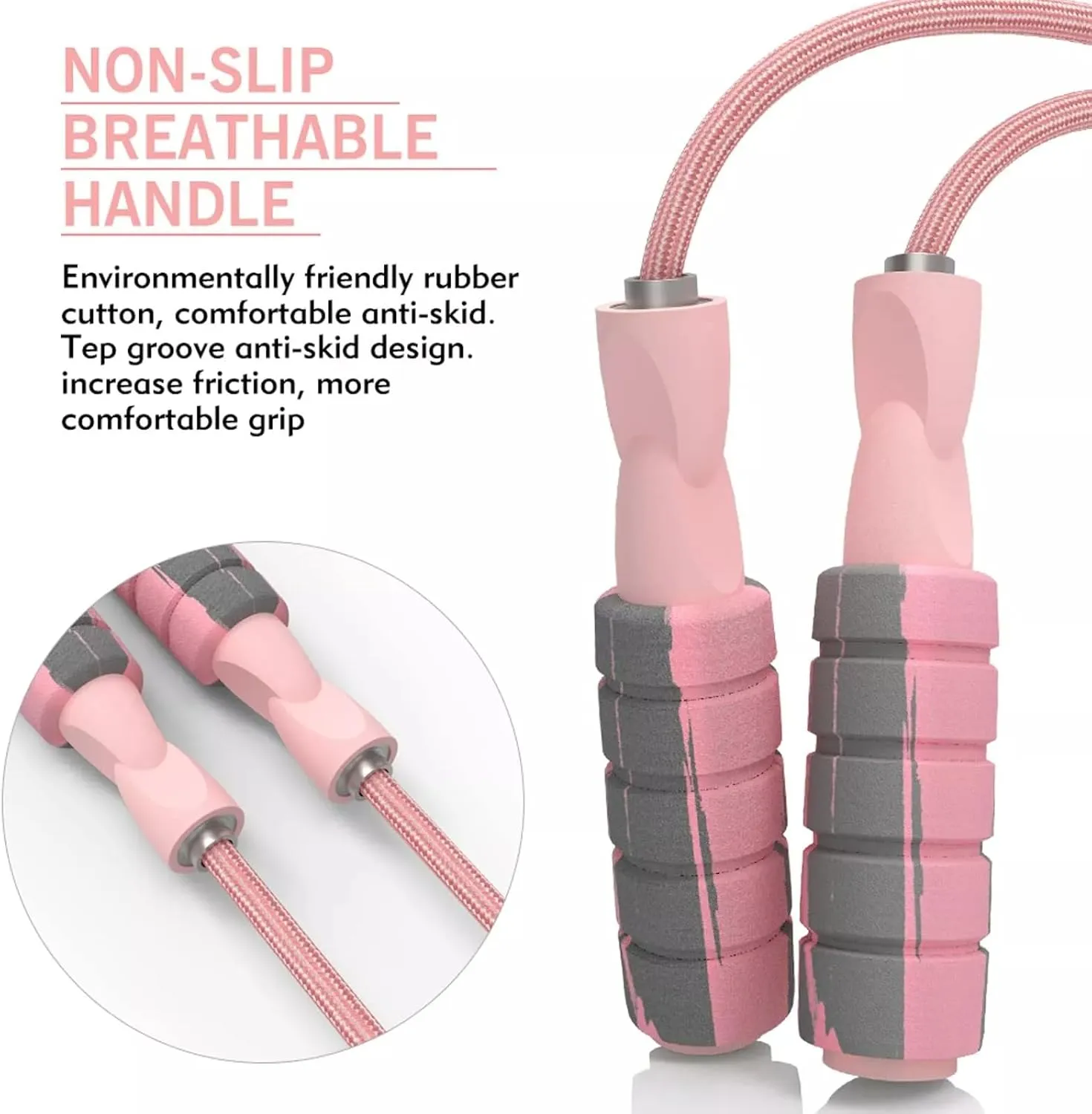 FITMYFAVO Jump Rope Cotton Adjustable Skipping Weighted jumprope for WomenAdult and Children Athletic Fitness Exercise Jumping Rope (Pink)