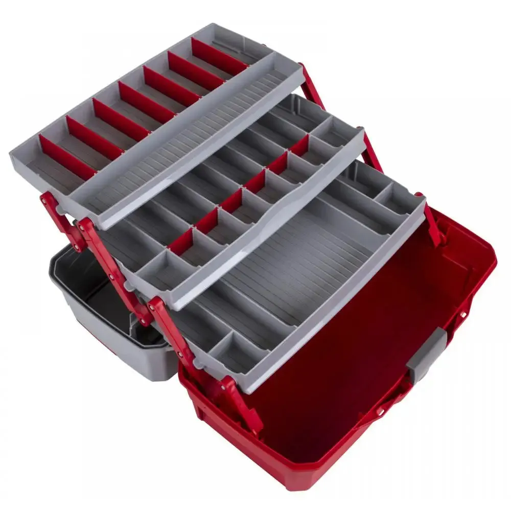 Flambeau 3-Tray Classic Tackle Box With Flip Lid (Red / Grey)