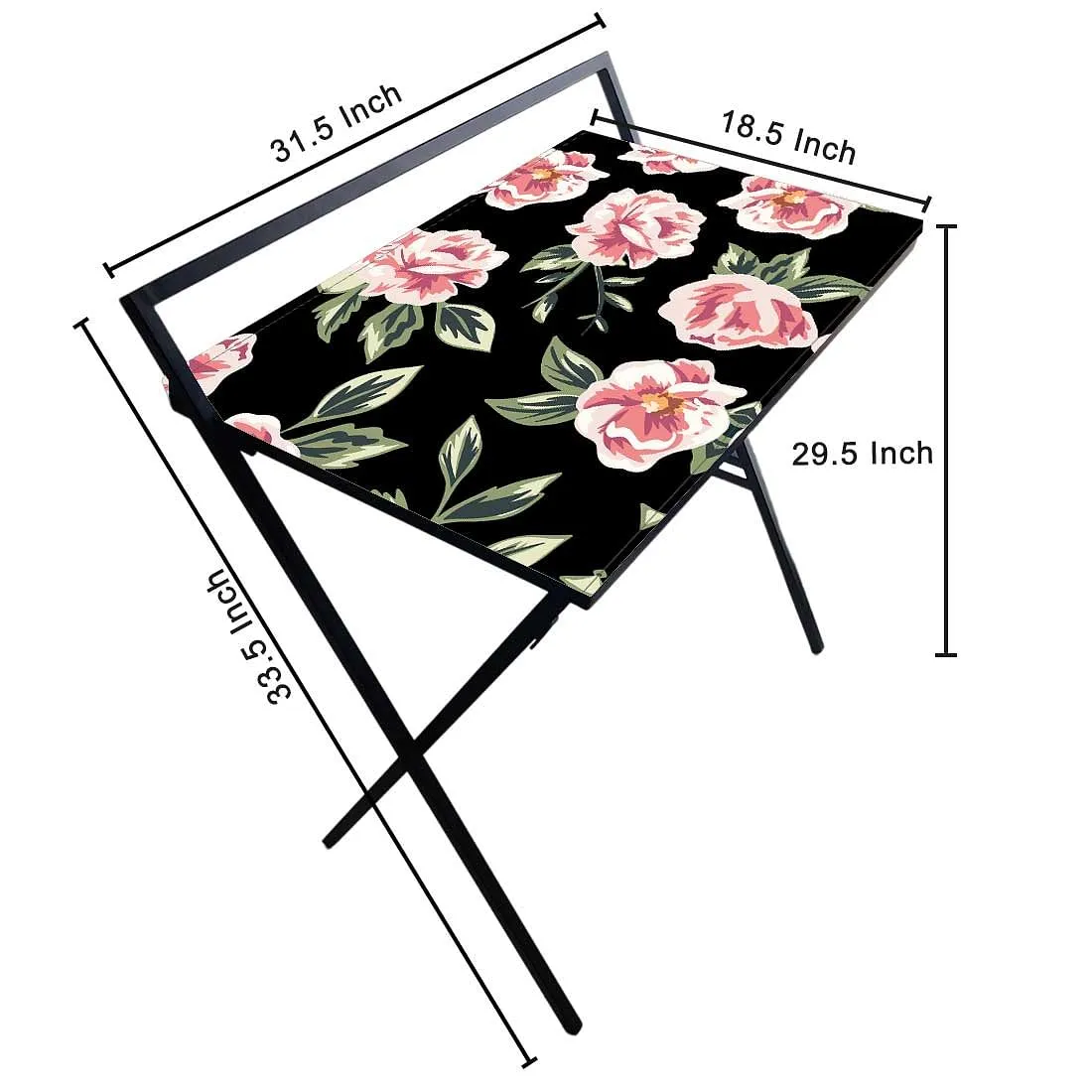 Foldable WFH Desk Study Table for Adults Students-Black Floral