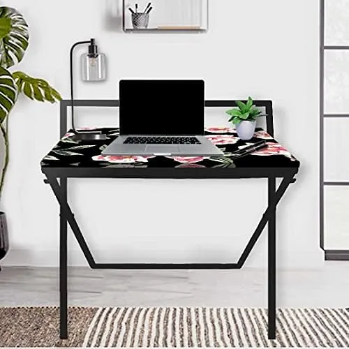 Foldable WFH Desk Study Table for Adults Students-Black Floral