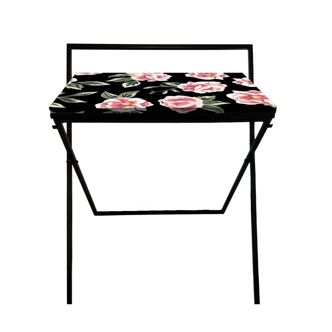 Foldable WFH Desk Study Table for Adults Students-Black Floral