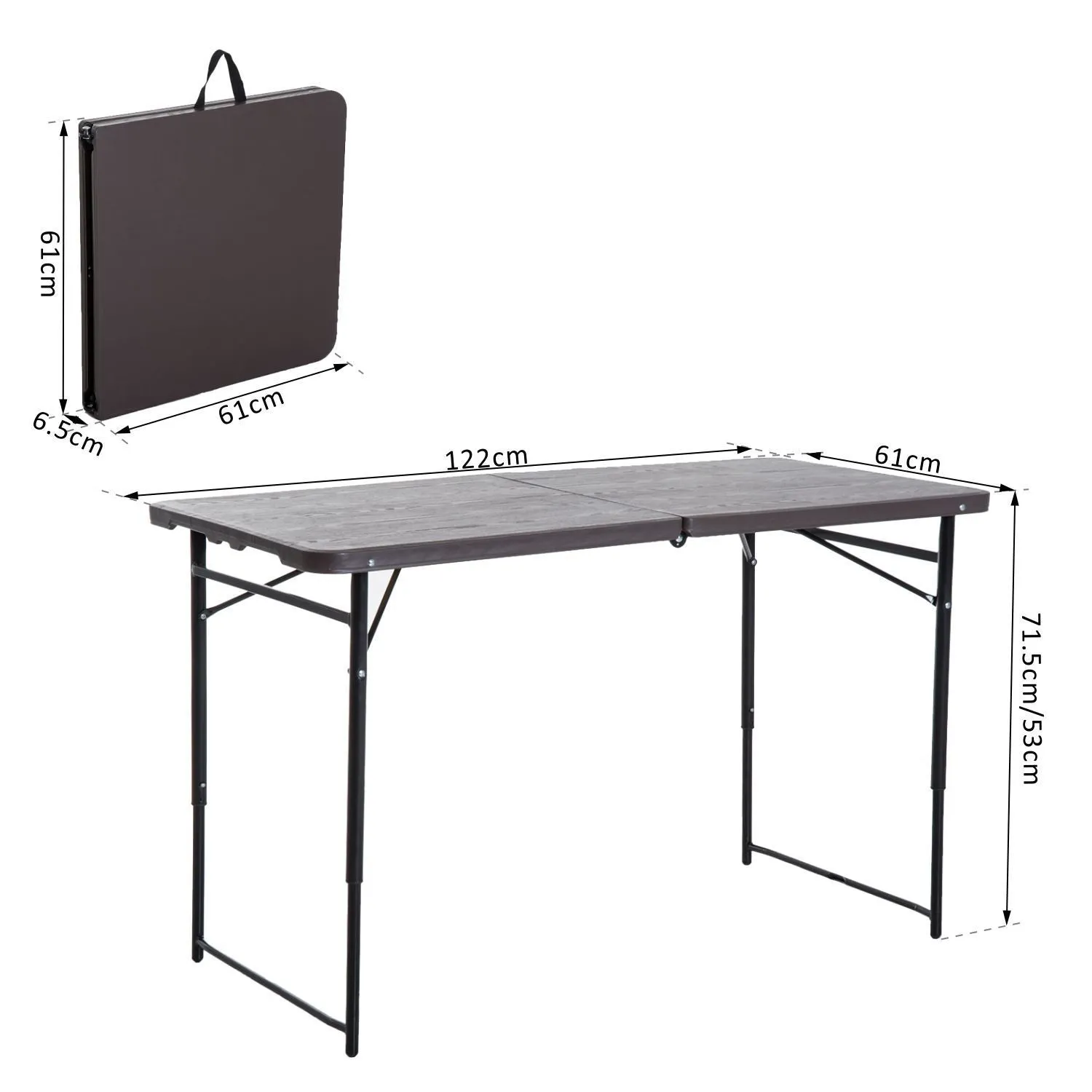 Folding Lightweight Picnic Table - Brown