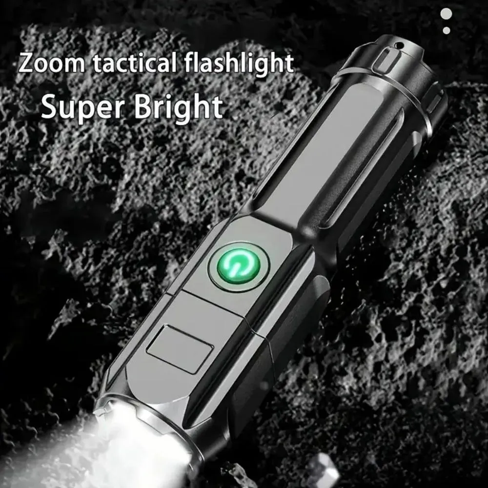 High Brightness LED Flashlight With USB Charging  Zoom Outdoor Waterproof Fishing Adventure100000 Lumens Tactical Flashlight