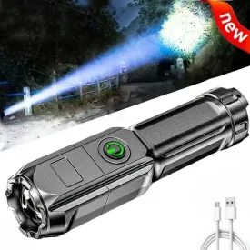 High Brightness LED Flashlight With USB Charging  Zoom Outdoor Waterproof Fishing Adventure100000 Lumens Tactical Flashlight