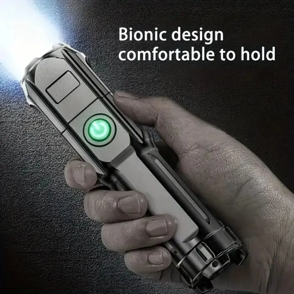 High Brightness LED Flashlight With USB Charging  Zoom Outdoor Waterproof Fishing Adventure100000 Lumens Tactical Flashlight