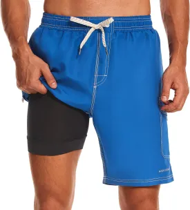 HODOSPORTS Mens Swim Trunks with Compression Liner 9 inch Bathing Suit Quick-Dry Swim Shorts Cargo Pockets S-4XL