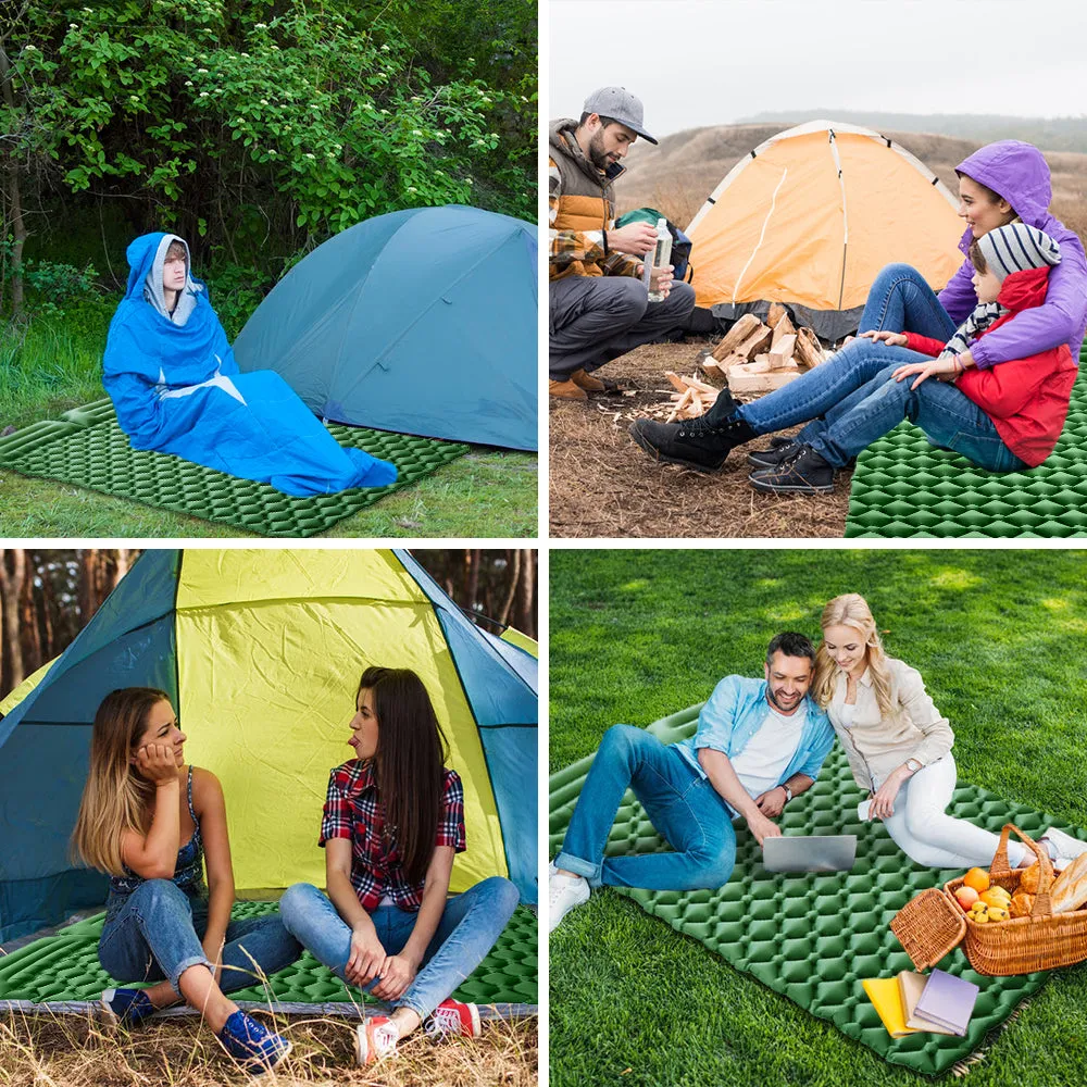 Inflatable Double Sleeping Pad with Pillows