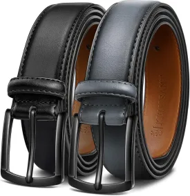 KEMISANT Men Belt 2Pack  Genuine Leather Belt for Men Dress Casual Golf Jeans 1 3/8"
