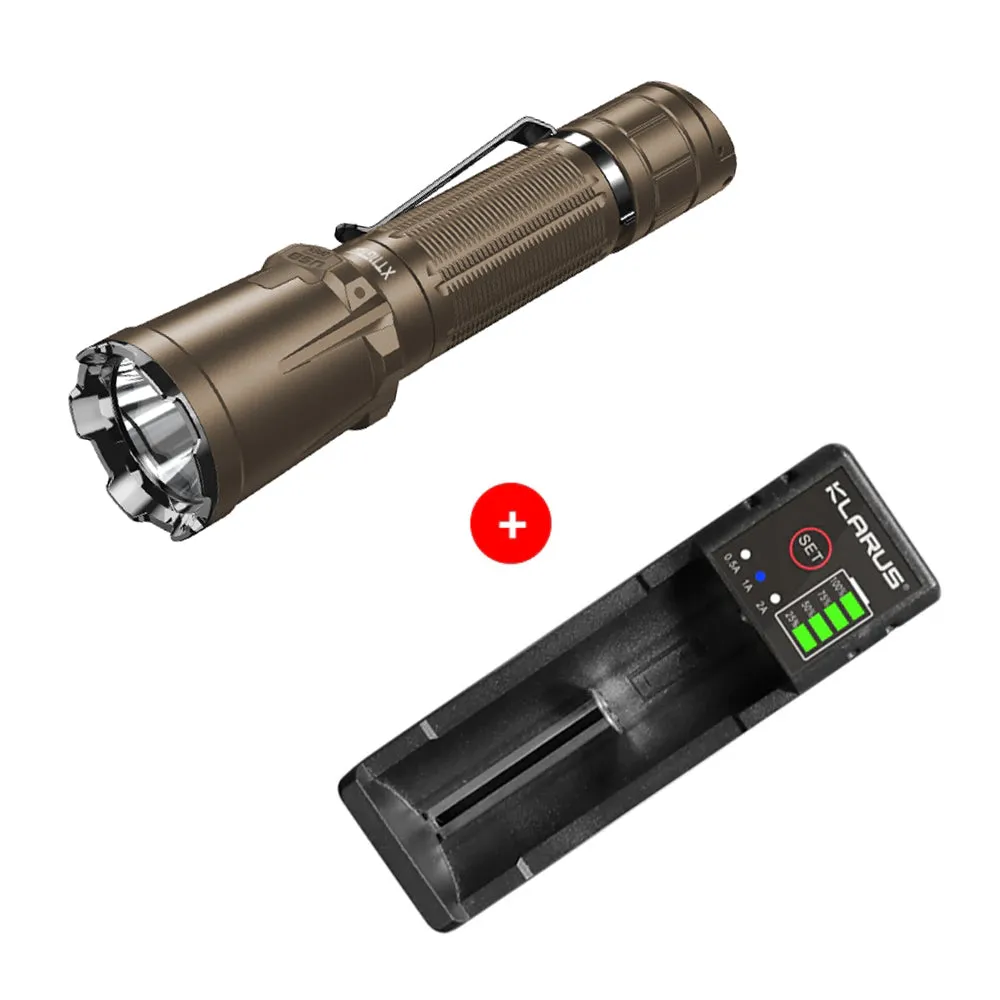 KLARUS XT11GT PRO-V2 Rapid Reaction Extreme Output Dual-switch 3300 Lumens Rechargeable Tactical Flashlight