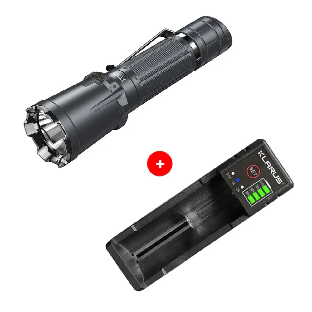 KLARUS XT11GT PRO-V2 Rapid Reaction Extreme Output Dual-switch 3300 Lumens Rechargeable Tactical Flashlight
