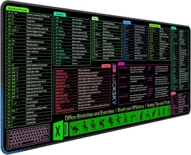 Large Excel Cheat Sheet Desk Pad, Cheat Table Gaming Mousepad, Over 150 Excel Shortcuts, Non-Slip Sewn Edge, Suitable for Office Use, Employee Appreciation Gift