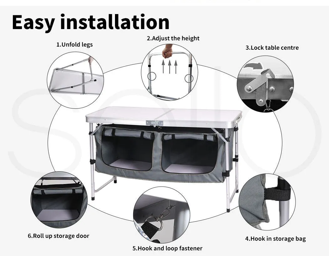 Levede Camping Table Foldable 120cm With Organizer