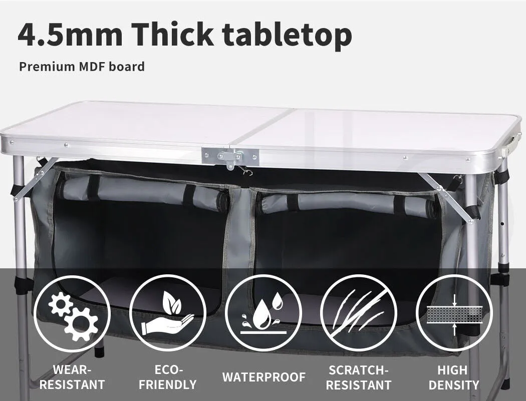 Levede Camping Table Foldable 120cm With Organizer