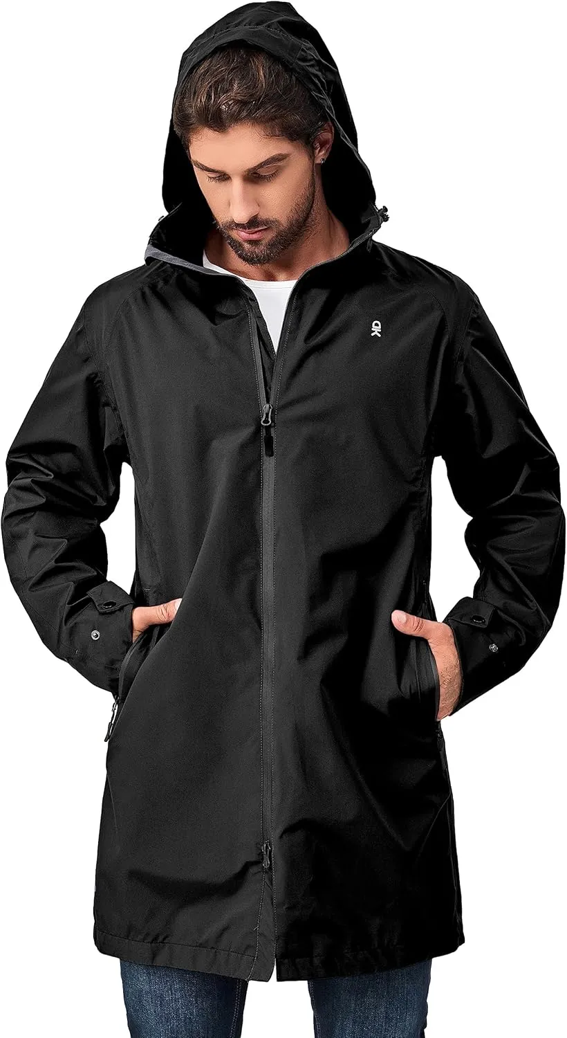 Little Donkey Andy Men's Waterproof Rain Jacket Outdoor Lightweight Mountain Windbreaker Long Coat for Hiking Golf Travel