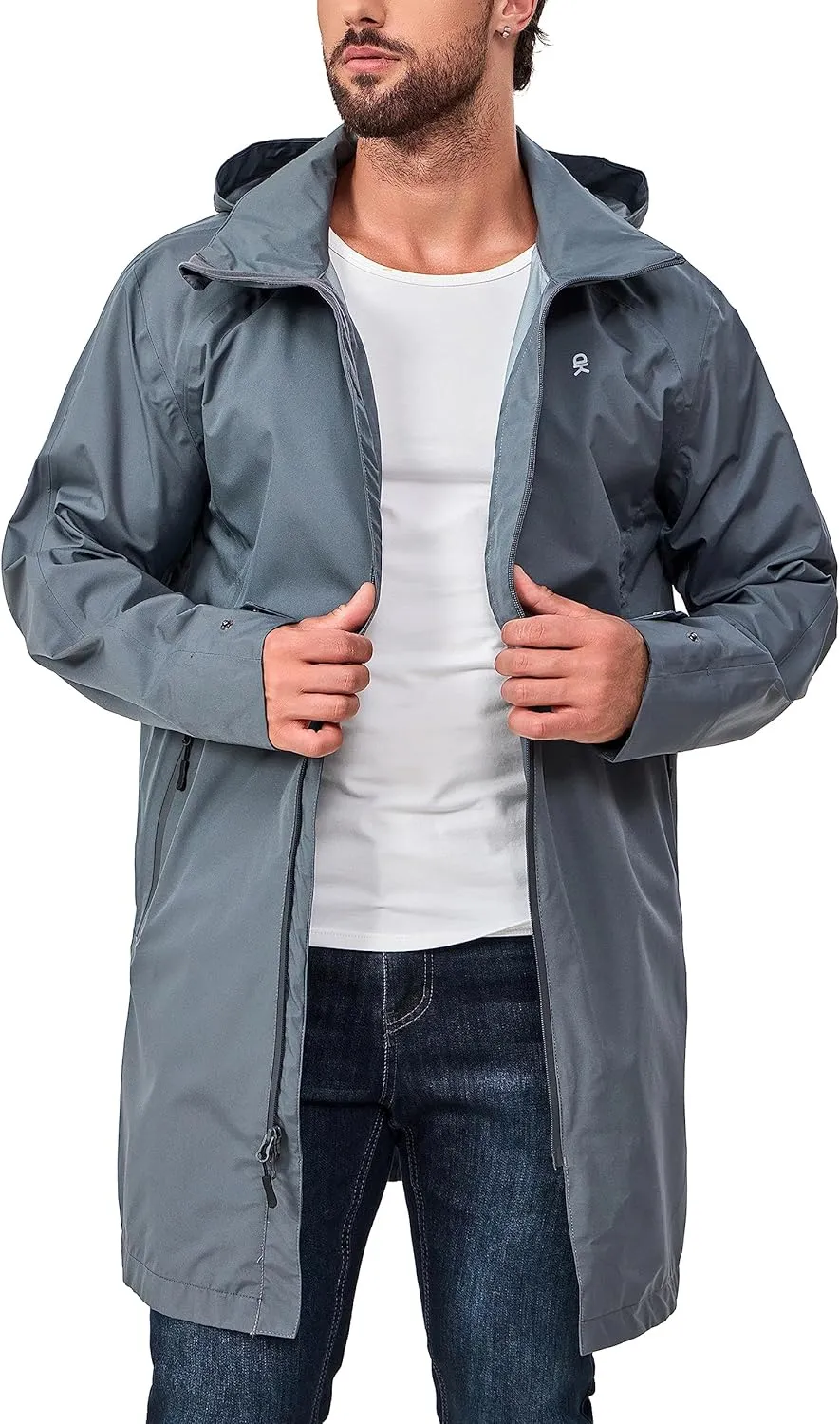 Little Donkey Andy Men's Waterproof Rain Jacket Outdoor Lightweight Mountain Windbreaker Long Coat for Hiking Golf Travel