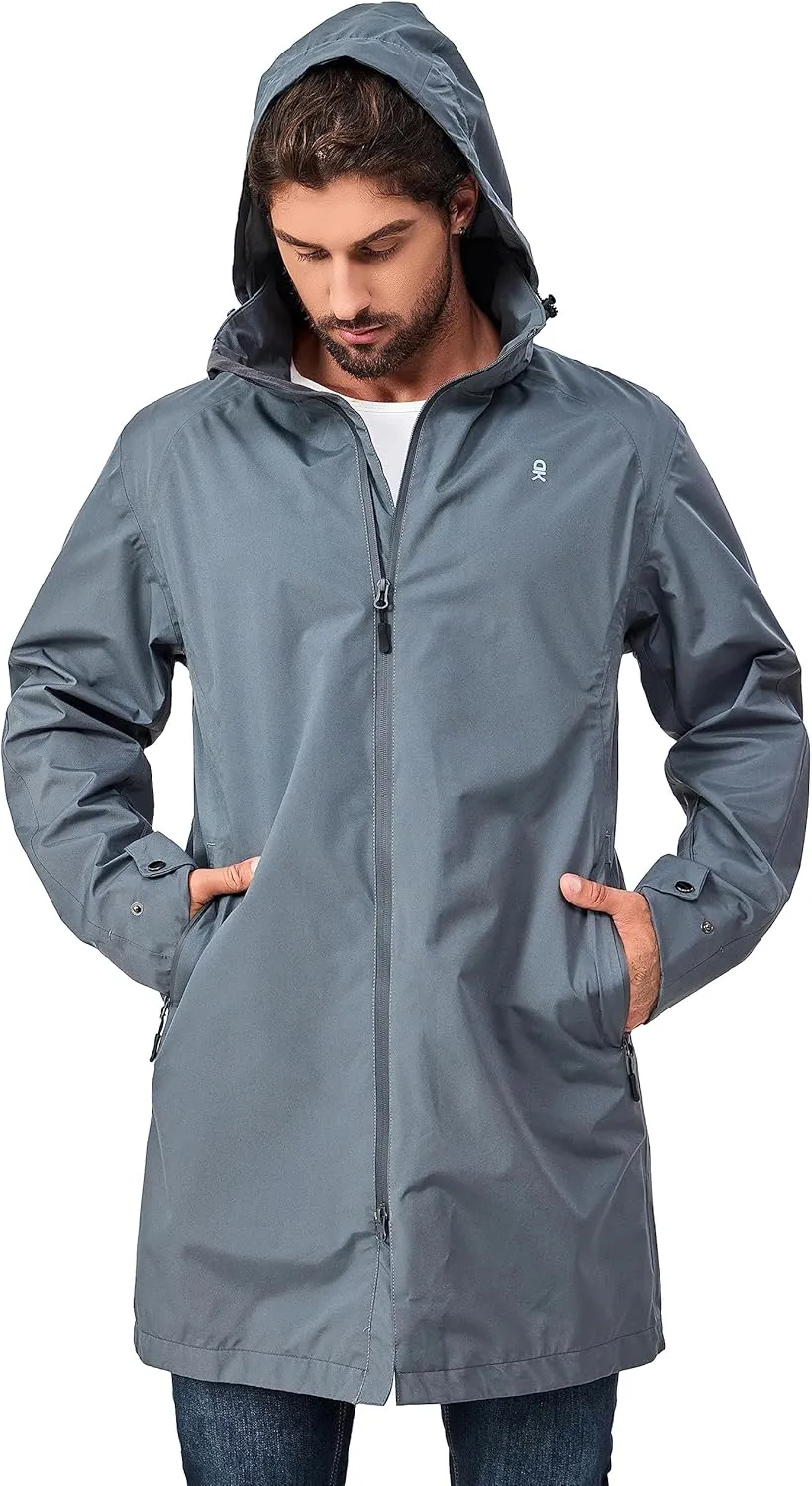Little Donkey Andy Men's Waterproof Rain Jacket Outdoor Lightweight Mountain Windbreaker Long Coat for Hiking Golf Travel
