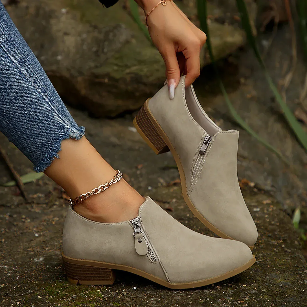 Maia™ | SleekShield Zip-Up Ankle Boots