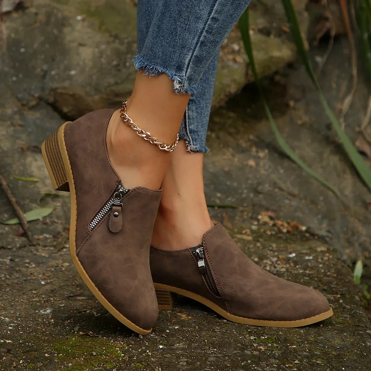 Maia™ | SleekShield Zip-Up Ankle Boots