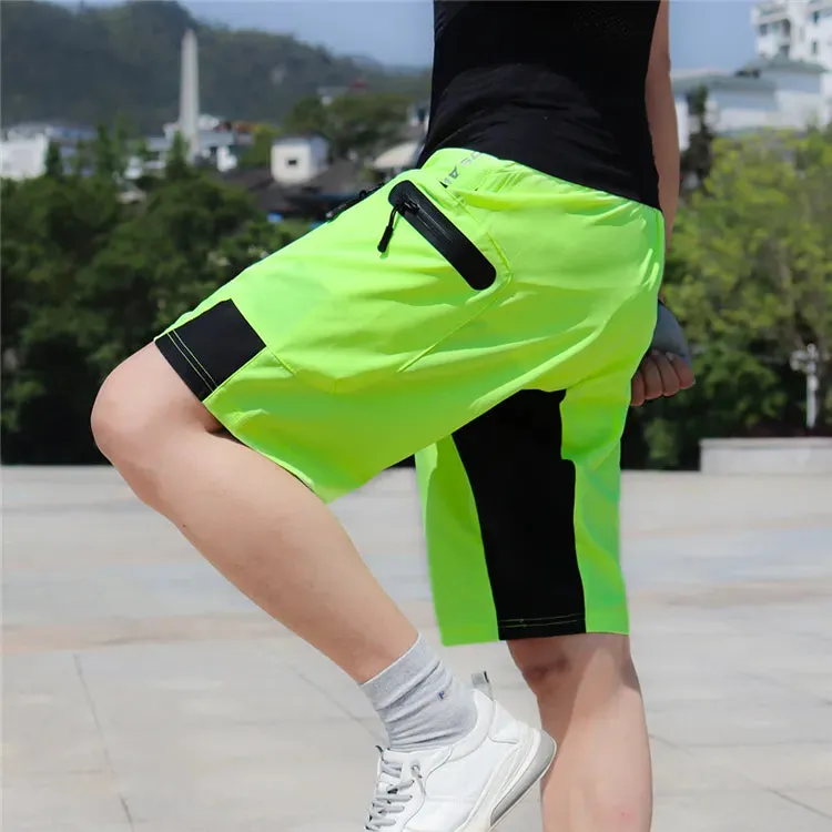 Men Padded Baggy Cycling Shorts Reflective MTB Mountain Bike Bicycle Riding Trousers Water Resistant Loose Fit Shorts