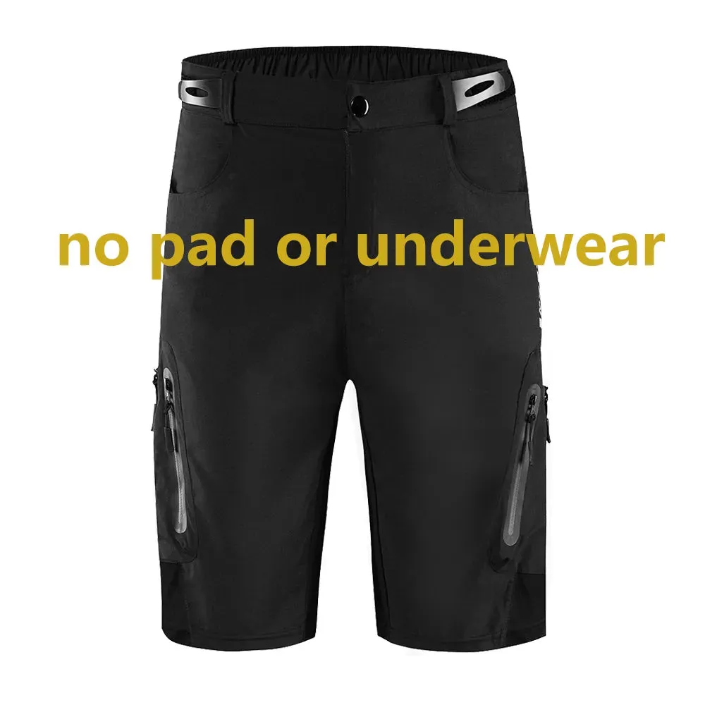 Men Padded Baggy Cycling Shorts Reflective MTB Mountain Bike Bicycle Riding Trousers Water Resistant Loose Fit Shorts
